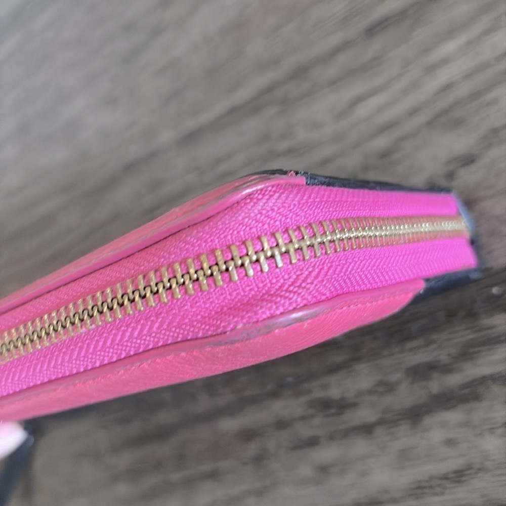 [Kate Spade] Two-Tone Zip-Around Long Colorblock Pink & Black Designer Wallet - Picture 8 of 12